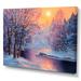 Millwood Pines Winter Scenery of Meandering River - Photograph on Canvas Metal in Gray/Orange/White | 16 H x 32 W x 1 D in | Wayfair