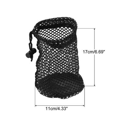 3Pcs Nylon Mesh Net Bag Drawstring Pouch for Golf Ball Storage Black