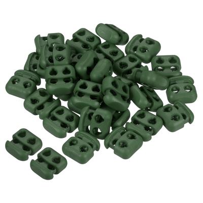 Cord Locks, 100 Pack Oval Spring Toggle Stopper, Dark Green - Dark Green