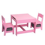 Versatile 3-in-1 Kids Table Set,1 Double-Sided Table and 2 Chairs with Storage