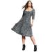 Plus Size Women's Sweetheart Swing Dress by June+Vie in Black Brushed Animal (Size 18/20)