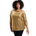 Plus Size Women's Sequin One-Shoulder Top by June+Vie in Sparkling Champagne (Size 22/24)