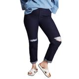 Plus Size Women's June Fit Distressed Straight-Leg Jeans by June+Vie in Dark Wash Distressed (Size 14 W)