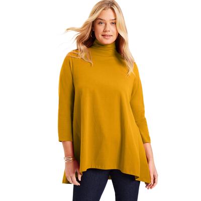 Plus Size Women's One+Only Mock-Neck Tunic by June+Vie in Rich Gold (Size 14/16)