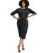 Plus Size Women's Ruched Detail Midi Dress by June+Vie in Black (Size 22/24)