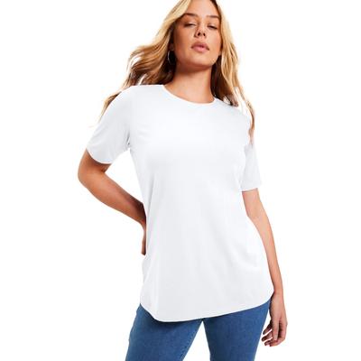 Plus Size Women's Short-Sleeve Crewneck One + Only Tee by June+Vie in White (Size 14/16)