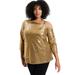 Plus Size Women's Sequin One-Shoulder Top by June+Vie in Sparkling Champagne (Size 18/20)