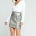 Free People Skirts | Free People Holding Onto A Dream Coated Silver High Waisted Mini Skirt S | Color: Silver | Size: 0