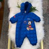 Disney Costumes | Disney Baby Mickey Mouse Winter Onesie Size 0-3m | Color: Blue | Size: 0-3m