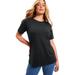 Plus Size Women's Short-Sleeve Crewneck One + Only Tee by June+Vie in Black (Size 14/16)