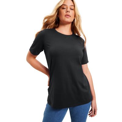 Plus Size Women's Short-Sleeve Crewneck One + Only Tee by June+Vie in Black (Size 18/20)