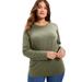 Plus Size Women's Long-Sleeve Crewneck One + Only Tee by June+Vie in Dark Olive Green (Size 22/24)