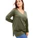 Plus Size Women's Long-Sleeve V-Neck One + Only Tunic by June+Vie in Dark Olive Green (Size 14/16)