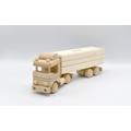 MyBer Holzauto Holz LKW Auto Wagen Sparschwein aus Massivholz mit Anhänger Handarbeit Spardose Holzspielzeug PM-DG004A