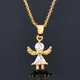 LEEKER breloque petit ange pendentif collier chaîne pour femmes filles cristal pierre personnalisé