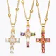 Collier croix en cuivre plaqué or pour femme croix en cristal vert colliers de la présidence