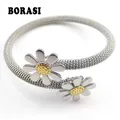 Bracelets à fleurs élastiques en acier inoxydable bijoux à la mode cadeau féminin