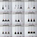 Lampes suspendues modernes à 3 têtes en bois et aluminium lustre noir pour loft salle à manger