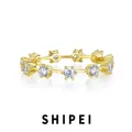 SHIPEI – bague de mariage en argent Sterling 925 plaqué or 18K bijoux fins en saphir blanc vente