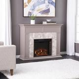 Red Barrel Studio® Marble Tiled Electric Fireplace in Gray | 39 H x 50 W x 15 D in | Wayfair B4FA2D8D93EE4164A47C632D8FDB076F