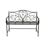 HomeView Design 48 in. L Black Metal Outdoor Foldable Bench with Bird Art on Backrest, Modern Classic Style Bench