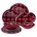 Millwood Pines Dinnerware Set S16, Buffalo Plaid Melamine in Black/Red | Wayfair CCA8922686114F1EA6B8DD5C9112EC7D