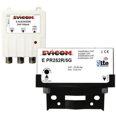 Evicom - Kit préamplificateur 25 dB alimentation 24 Vcc 2 sorties