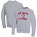 Men's Champion Gray NC State Wolfpack Softball Icon Crewneck Pullover Sweatshirt