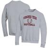 Men's Champion Gray Virginia Tech Hokies Softball Icon Crewneck Pullover Sweatshirt
