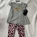 Nike Matching Sets | Nike Little Girl Logo T-Shirt & Legging Set 26j359-A9y New With Tags | Color: Gray/Pink | Size: 2tg