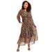 Plus Size Women's Tiered Lorelai Maxi Dress by June+Vie in Natural Cheetah (Size 30/32)