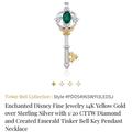 Disney Accessories | Disney Enchanted Tinkerbell Emerald And Diamond Key Necklace | Color: Green/Silver | Size: Os