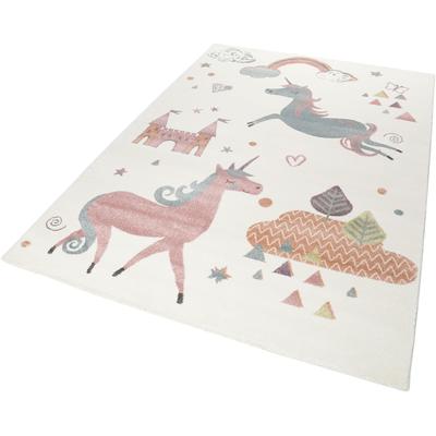 Kinderteppich ESPRIT "Sunny Unicorn ESP-21974" Gr. 6, beige (naturfarben), B:200cm H:13mm L:290cm, Kunstfaser, Teppiche, Einhorn, Schloss, Motiv, Kurzflor Image