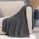 RECYCO Chenille Knit Throw Blanket for Couch (203x152cm), Super Soft Warm Cozy Decorative Grey Knitted Blanket Throw with Tassels for Bed Sofa Chair, Woven Chenille Blanket with Bonus Laundry Bag