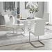 East Urban Home Eubanks High Gloss Double Pillar Dining Table Set w/ 4 Luxury Faux Leather Dining Chairs Wood/Metal in White/Brown | Wayfair