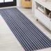 Blue/Gray 96 x 24 x 0.25 in Area Rug - Wade Logan® Anaisia Striped Machine Woven Area Rug in Navy/Ivory Chenille | 96 H x 24 W x 0.25 D in | Wayfair