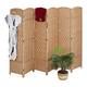 Relaxdays Paravent, 6-teilig, Raumtrenner faltbar, HxB 170x241 cm, Sichtschutz innen, Holz, Papierseil, Trennwand, Natur