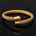 Bracelet manchette boule ronde ouverte en acier au titane pour hommes et femmes bracelets en acier