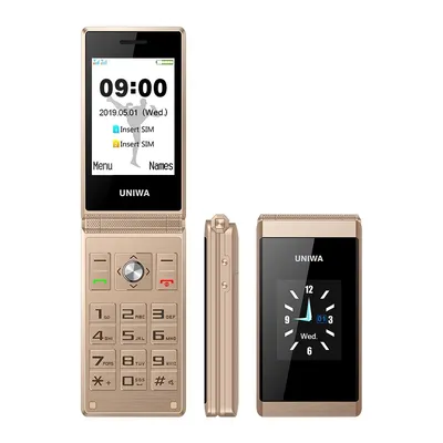 UNIWA – téléphone portable X28 double Sim 2G GSM gros bouton poussoir clapet clavier russe