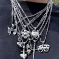 Y2k Vintage Coussins Skull Pendentif Colliers pour la raq Alliage Style Punk Hip-hop Goth Emo Sun