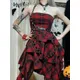 InsDoit-Robe gothique à carreaux rouge pour femme tenue de soirée sexy asymétrique style Lolita