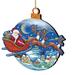 Set of 2 Santa Claus Riding Up and Away Wooden Christmas Ornaments