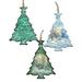 Set of 3 Christmas Trees Wooden Ornaments 5.5"