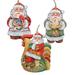 Set of 3 Santa Claus Pets Wooden Christmas Ornaments 5.5"