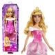 DISNEY Prinzessin Aurora - Puppe mit typischem Outfit, abnehmbaren Schuhen und Diadem, glitzerndes Oberteil und abnehmbarer Rock mit Muster, lange Haare zum Frisieren, HLW09