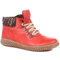 Pavers Ladies Leather Ankle Boots - Red Size 5 UK