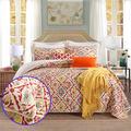 WANWEN Quilt Bedspread 230 x 250 cm + 2 pillowcases 50x70cm European Style Pastoral Printed Coral Red Home Decor Bedding 3/4 Pieces Duvet Covers Handmade Bed Sheets,3PCS little surprise