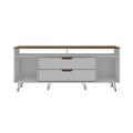 Rockefeller 62.99 TV Stand with Metal Legs and 2 Drawers in Off White and Nature - Manhattan Comfort 65-130GMC8