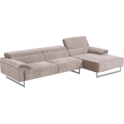 Ecksofa EGOITALIANO "Malika, edel und bequem, Designsofa mit hochwertigen Bezügen, L-Form", grau (opal grau), B:287cm H:94cm T:165cm, Luxus-Micofaser Lederoptik (100% Polyester) ist ein neues technisches Gewebe mit einem visuellen und taktilen... Image