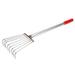 8 Teeth Claw Rake 12.6-inch Stainless Steel Rake with Rubber Handle - Silver Tone